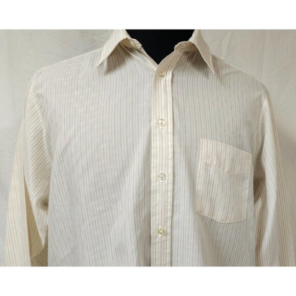 Christopher Hart XL Tall Mans Cream Striped Dots Long Sleeve Textured Shirt - Picture 3 of 12